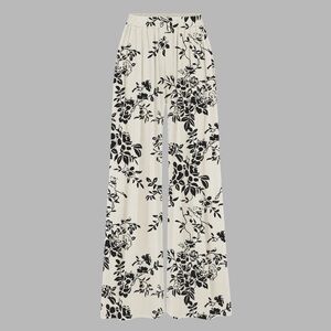 CIDER Black and White Wide Leg Jumpsuit with Floral Print